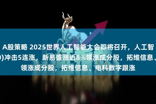 A股策略 2025世界人工智能大会即将召开，人工智能ETF(515980)冲击5连涨，新易盛涨近8%领涨成分股，拓维信息、电科数字跟涨
