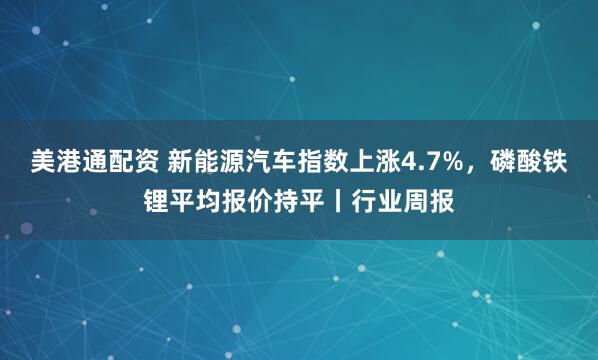 美港通配资 新能源汽车指数上涨4.7%,磷酸铁锂平均报价持平丨行业周报