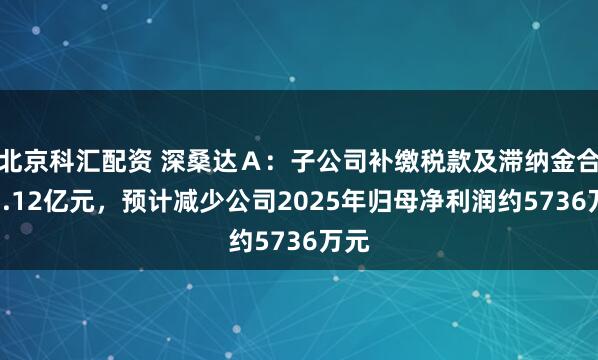 北京科汇配资 深桑达A:子公司补缴税款及滞纳金合计1.12亿元,预计减少公司2025年归母净利润约5736万元
